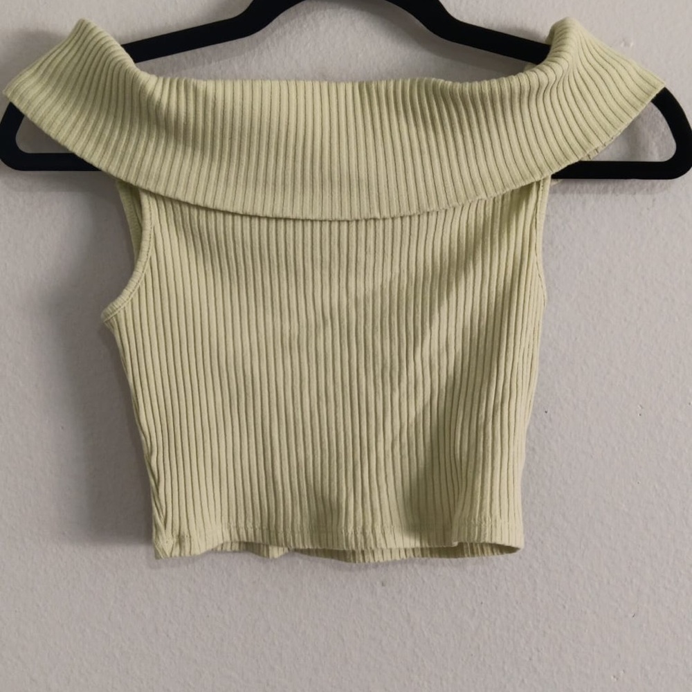 Ribbed Off-Shoulder Cream Top